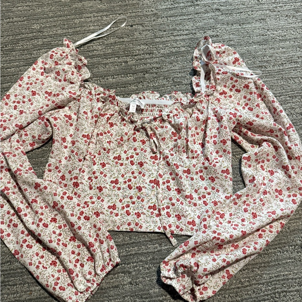 Floral Long Sleeve Crop Top